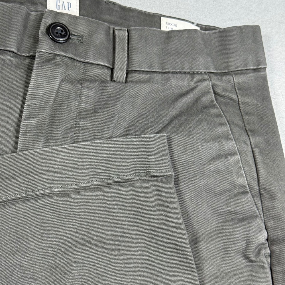 Gap Mens Slim Fit Chino Pants Charcoal Gray Stretch Trousers 28x30